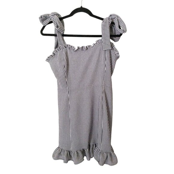 Koch Stella Mini Dress Ruffle Hem Striped Tie Straps M 8-10 - Picture 1 of 16